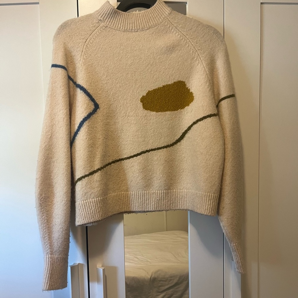 Abstract Patterned Cream Sweater